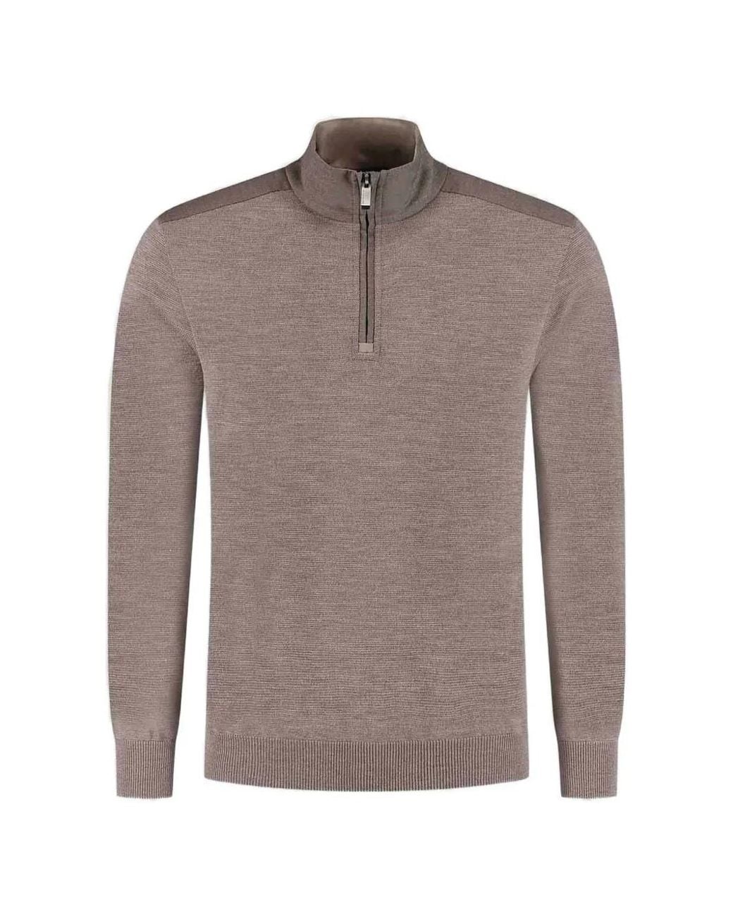 Paul & Shark Brown Quarter-Zip Sweater for men