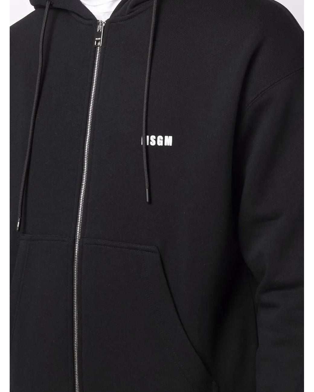 MSGM Black Logo-print Cotton Hoodie for men