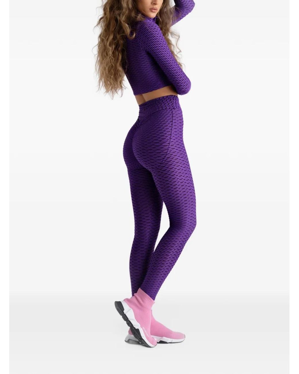 Tessitura Body Couture Purple 3D-Texture Performance Leggings