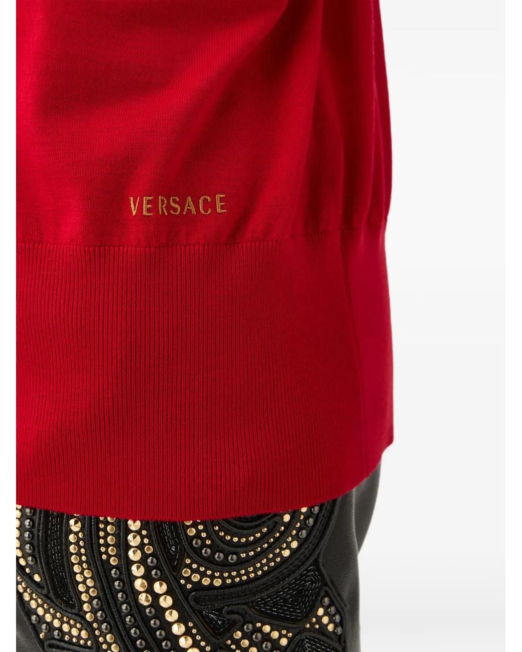 Versace Embroidered Wool Knit Cardigan