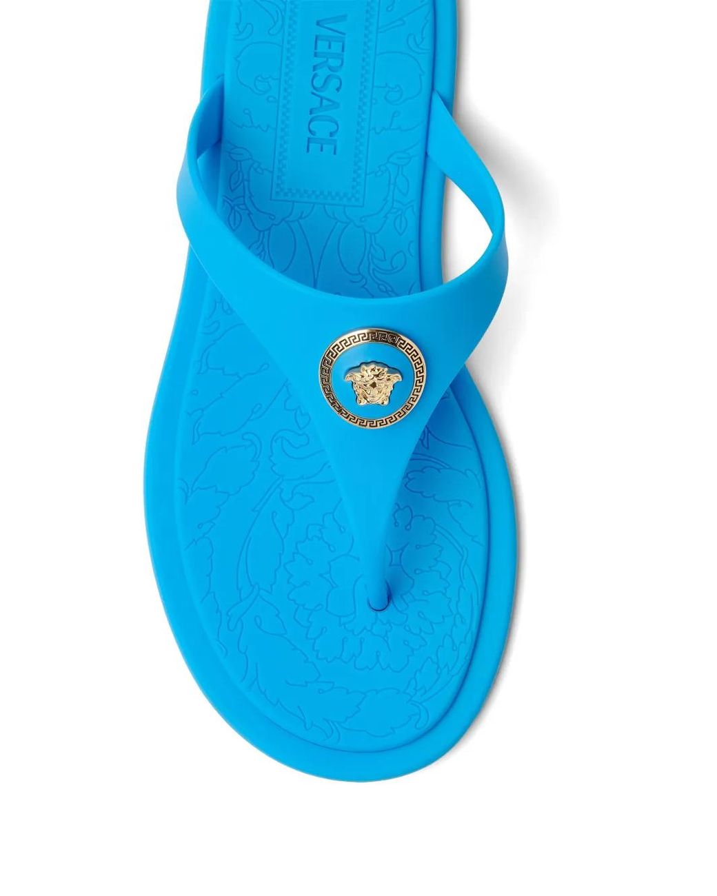 Versace Blue Alia Rubber Flat Sandals