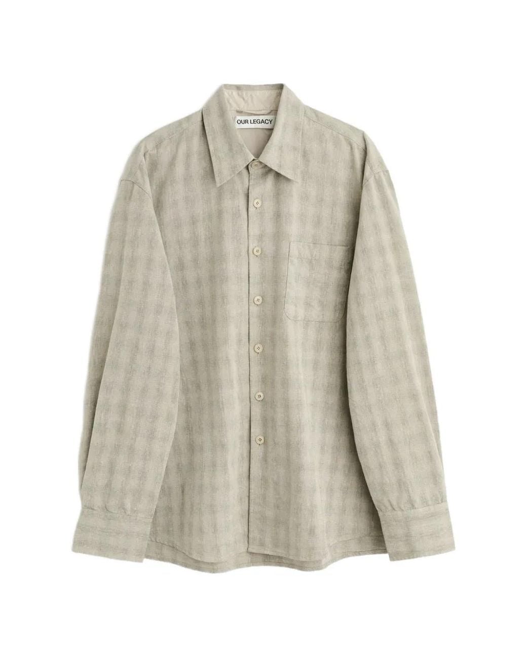 Our Legacy White Chemise Above À Carreaux Et Poche Poitrine for men