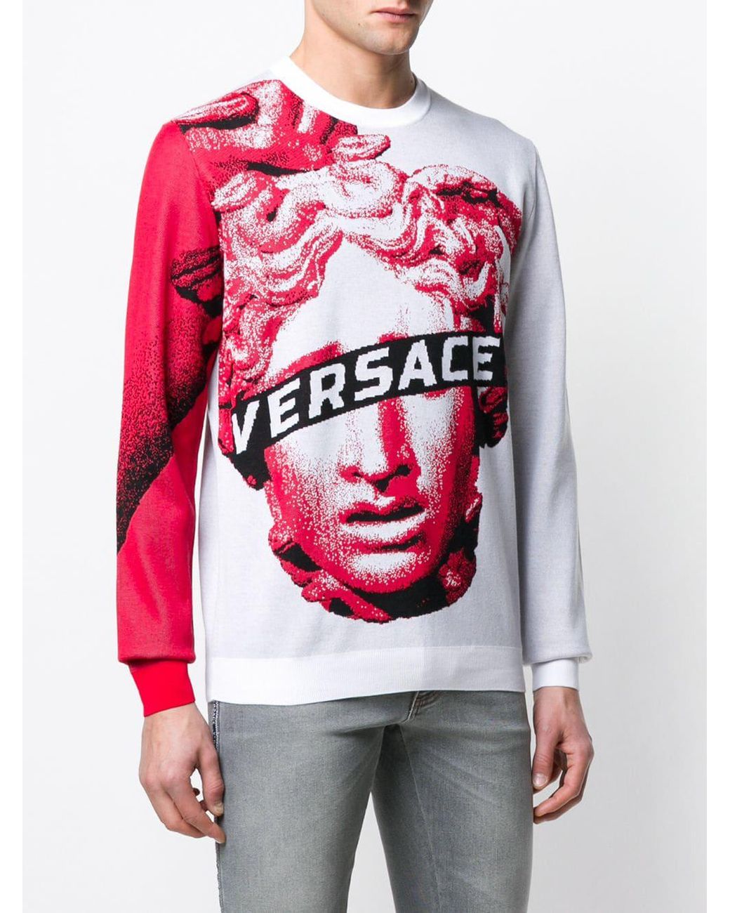 Versace Intarsien-Pullover mit Medusa in Weiß für Herren | Lyst DE