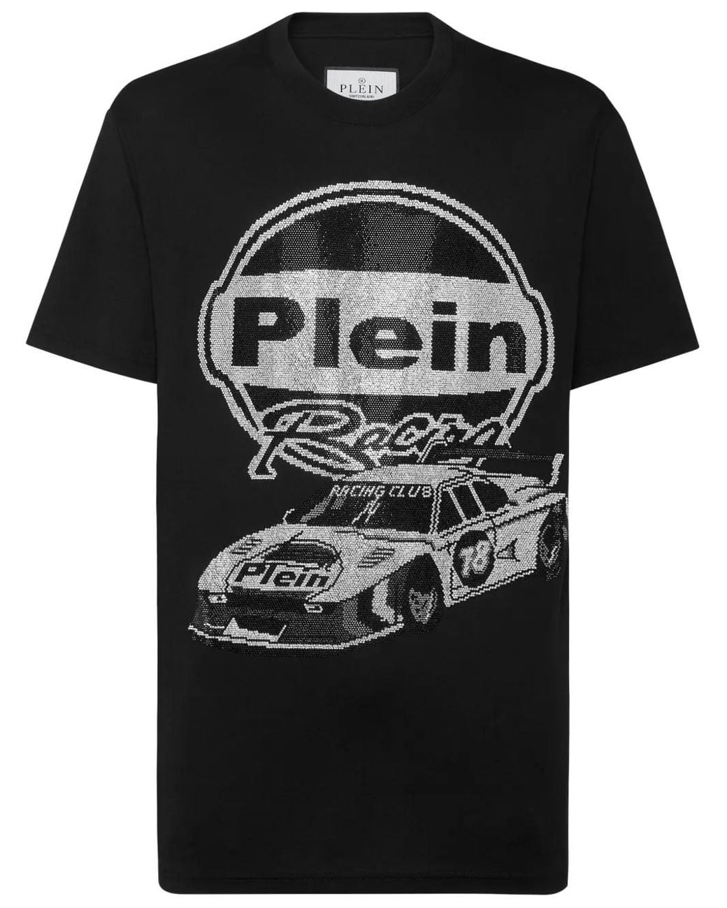 Philipp Plein Black Strass Cars Racing T-Shirt for men