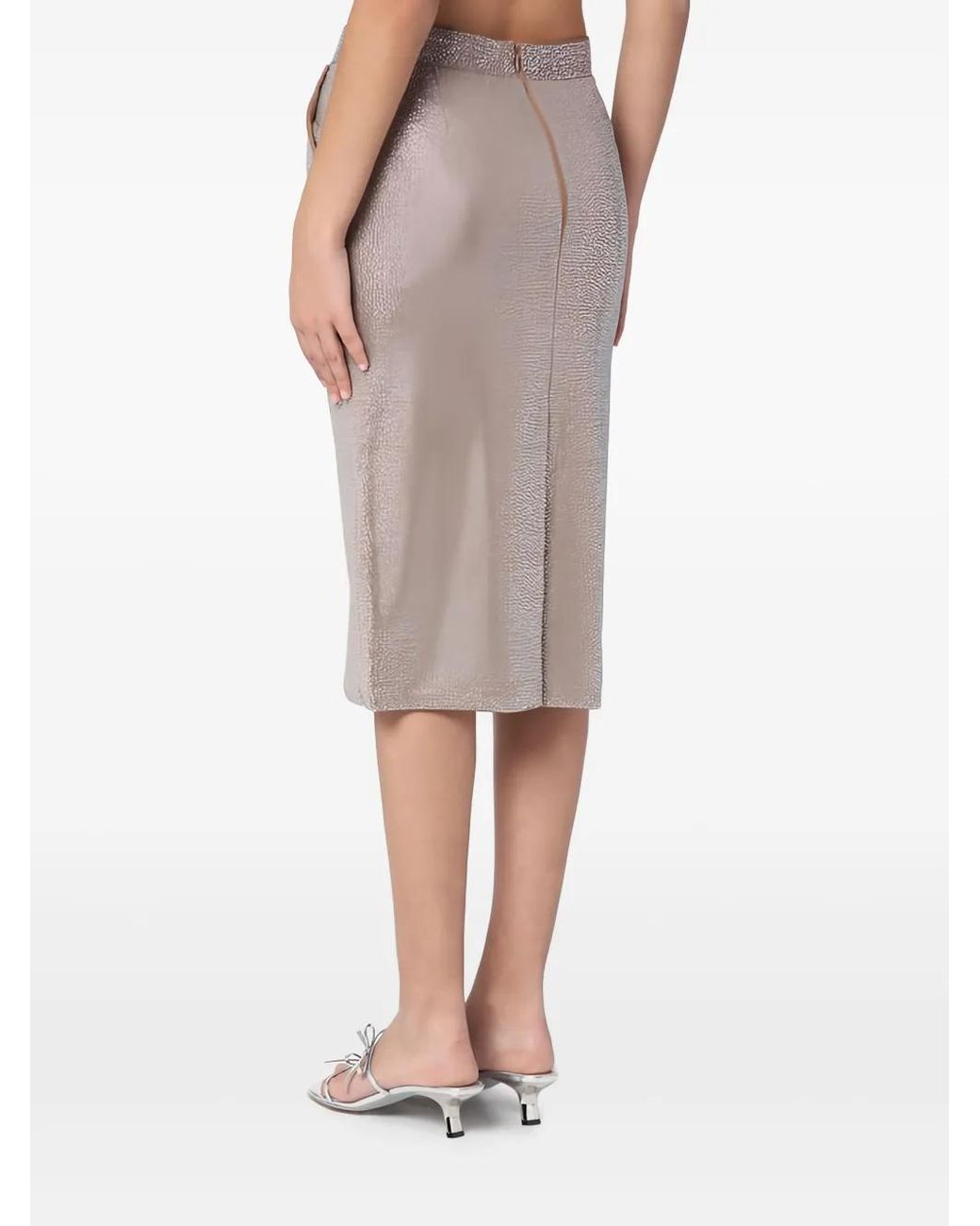 GIUSEPPE DI MORABITO Gray Sequin-Embellished Pencil Midi Skirt