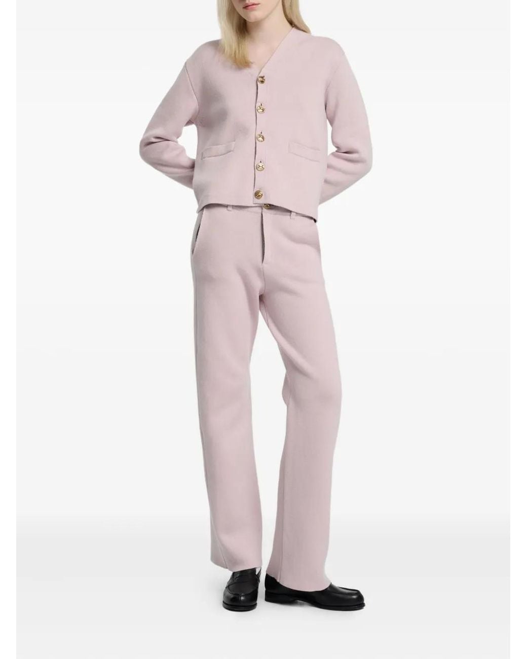 Barrie Pink V-Neck Button Cardigan