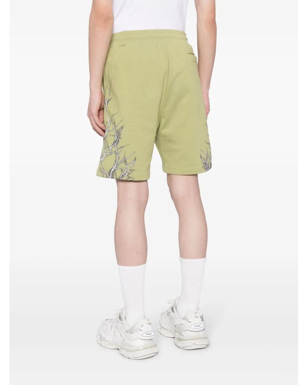 Phobia Green Lightning-Print Cotton Track Shorts for men