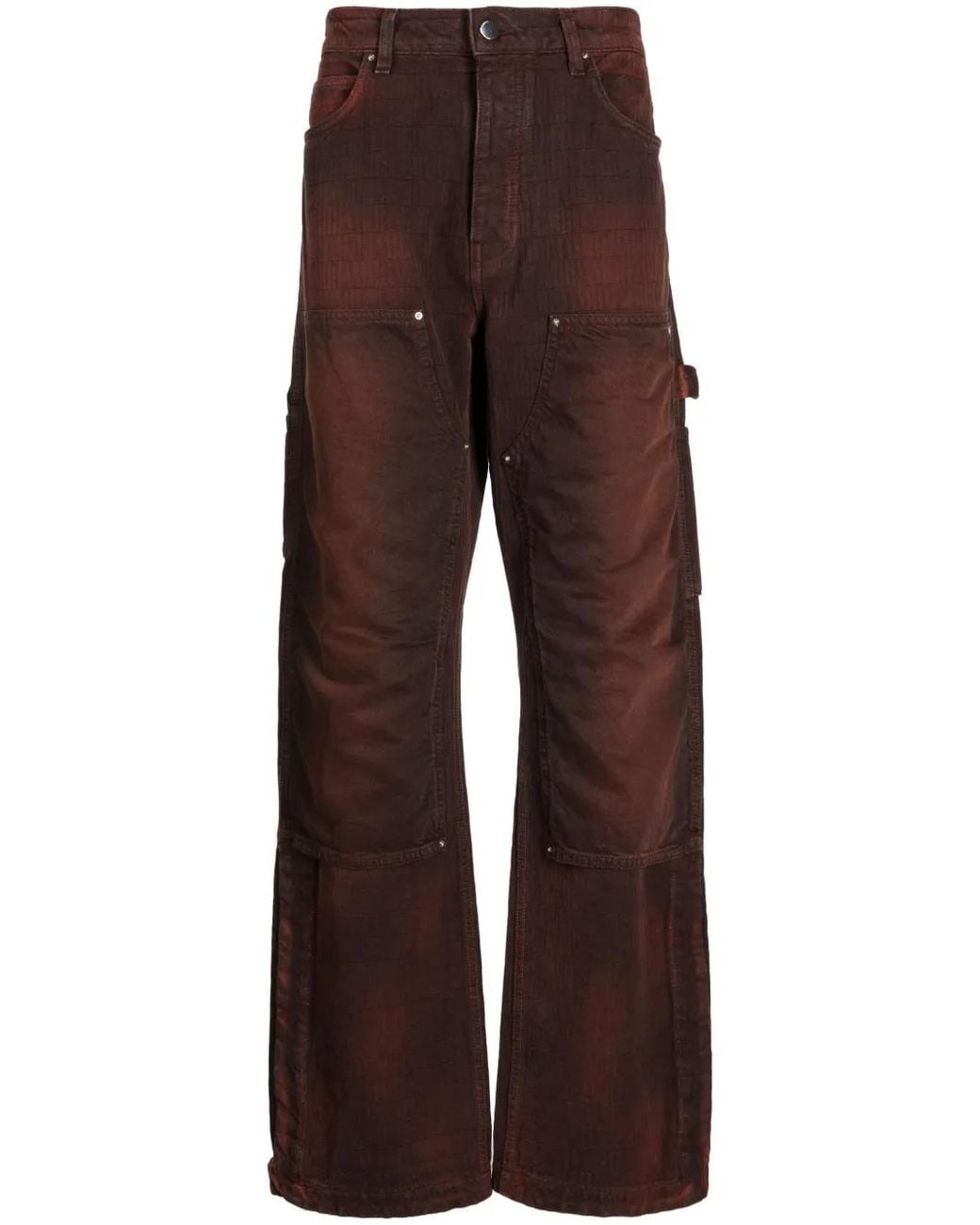 Amiri Brown Mid-Rise Cotton Jacquard Trousers for men
