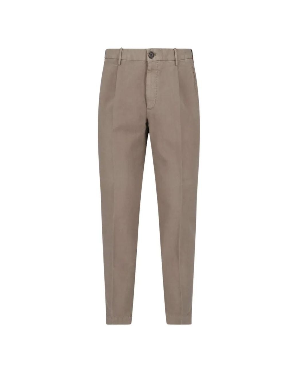 Incotex Gray Pleated Straight-Leg Trousers for men