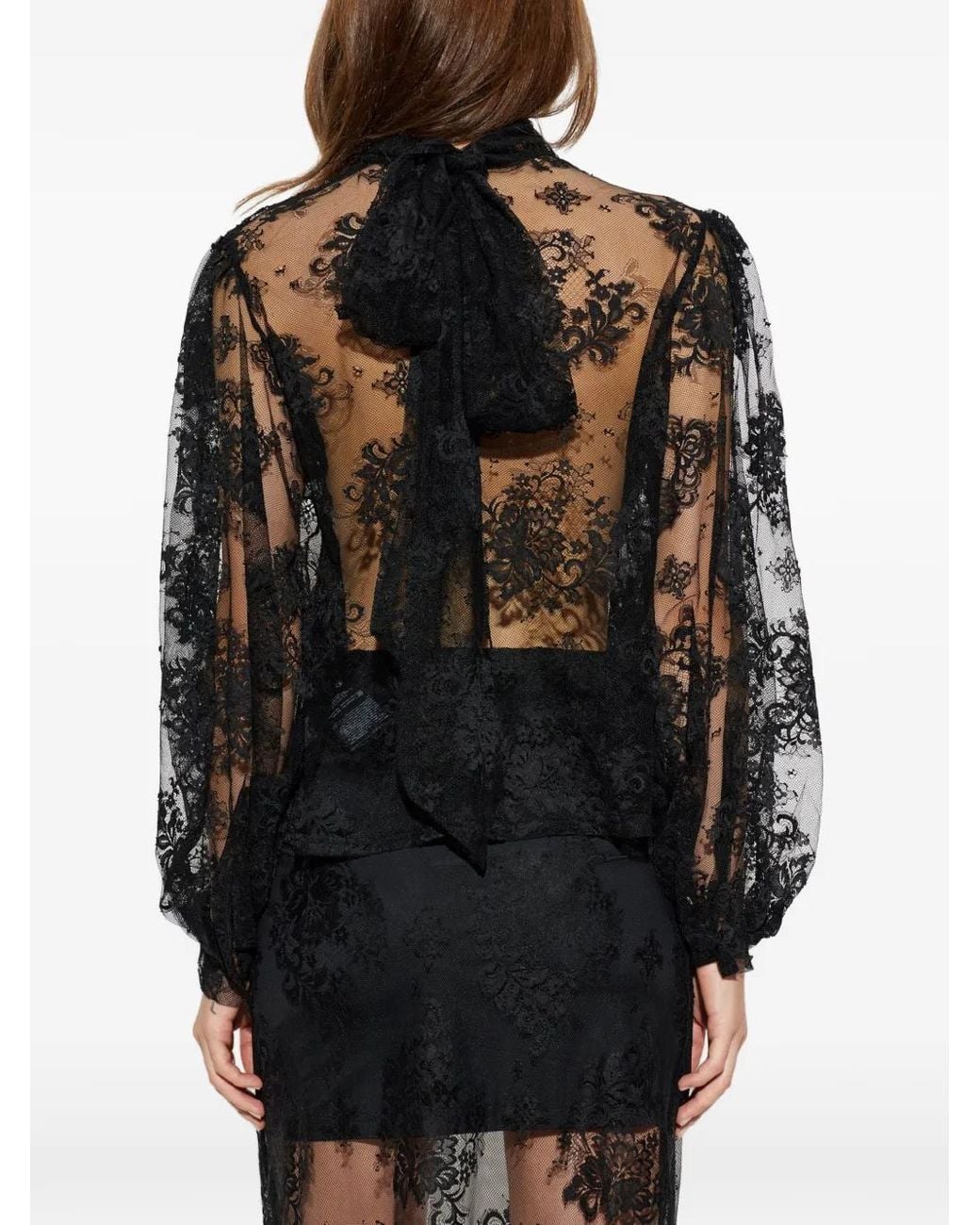 Gestuz Black Gzruby Lace Tie-Neck Blouse