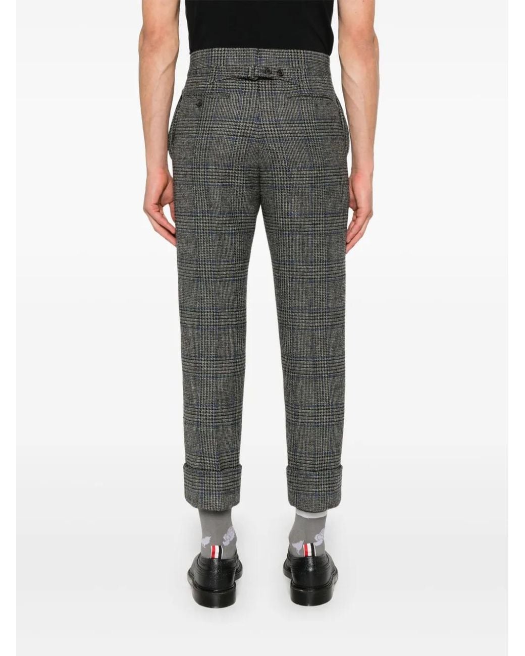 Thom Browne Gray Prince Of Wales Hunting Tweed Trousers for men