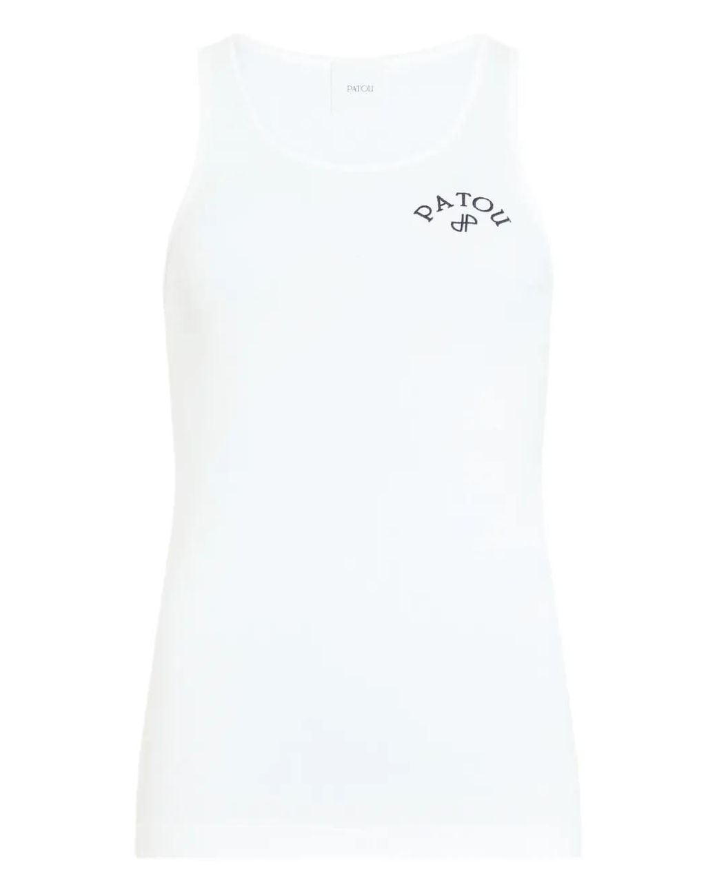 Patou White Embroidered Cotton Tank Top
