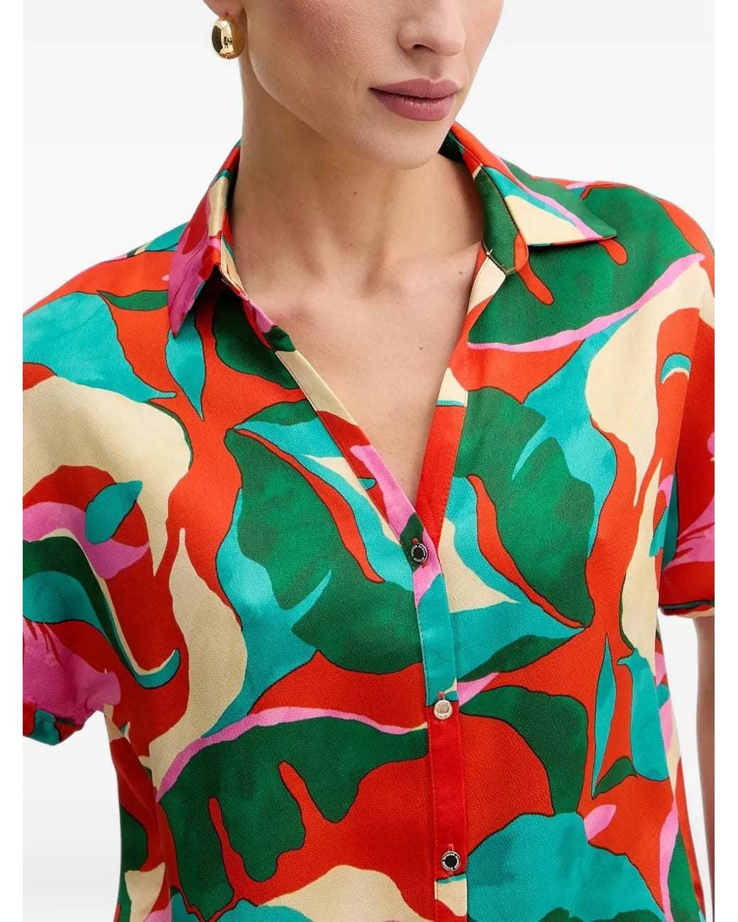 Morgan Red Abstract-Print Short-Sleeve Shirt