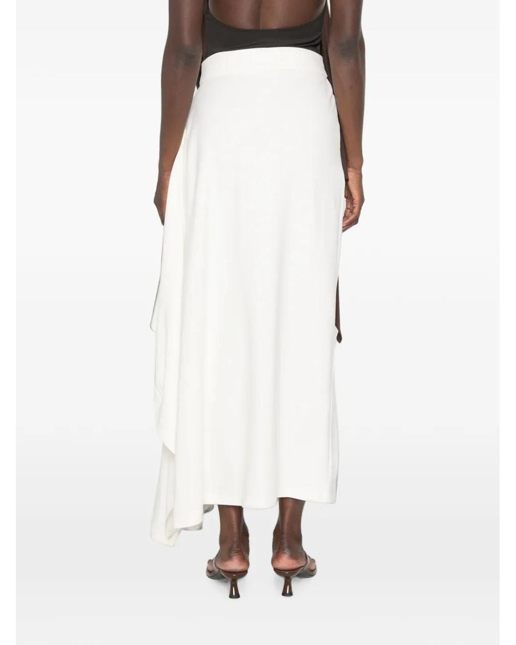 Coperni White Jupe Drapée Zero Waste À Design Asymétrique