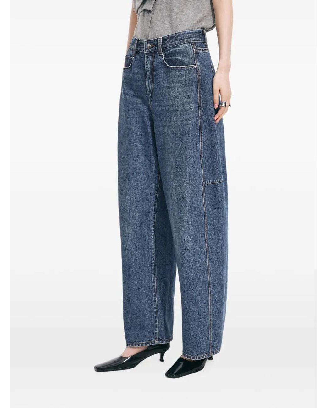 JNBY Blue Barrel-Leg Wide-Leg Jeans