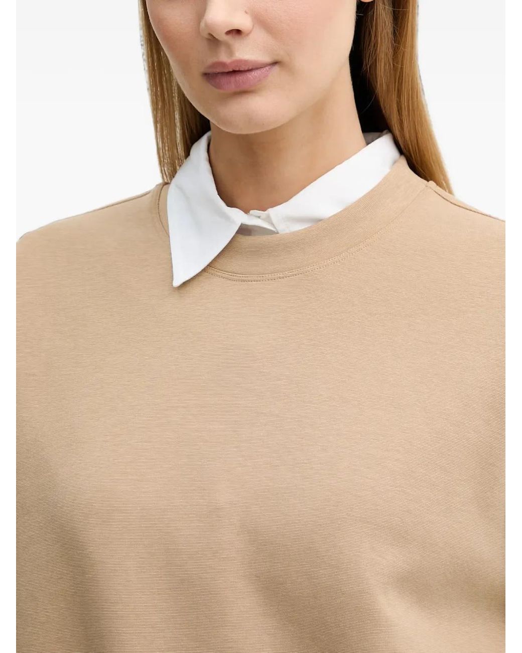 Benetton Natural Embroidered-Logo Crew-Neck Sweatshirt