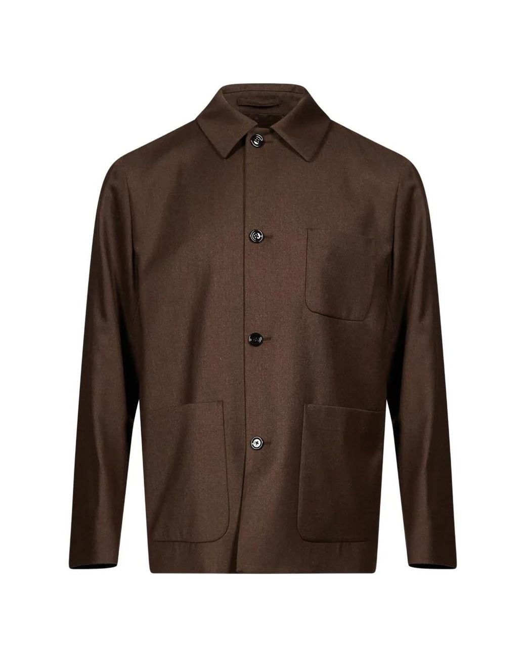 Lardini Brown Patch-Pocket Shirt Jacket for men