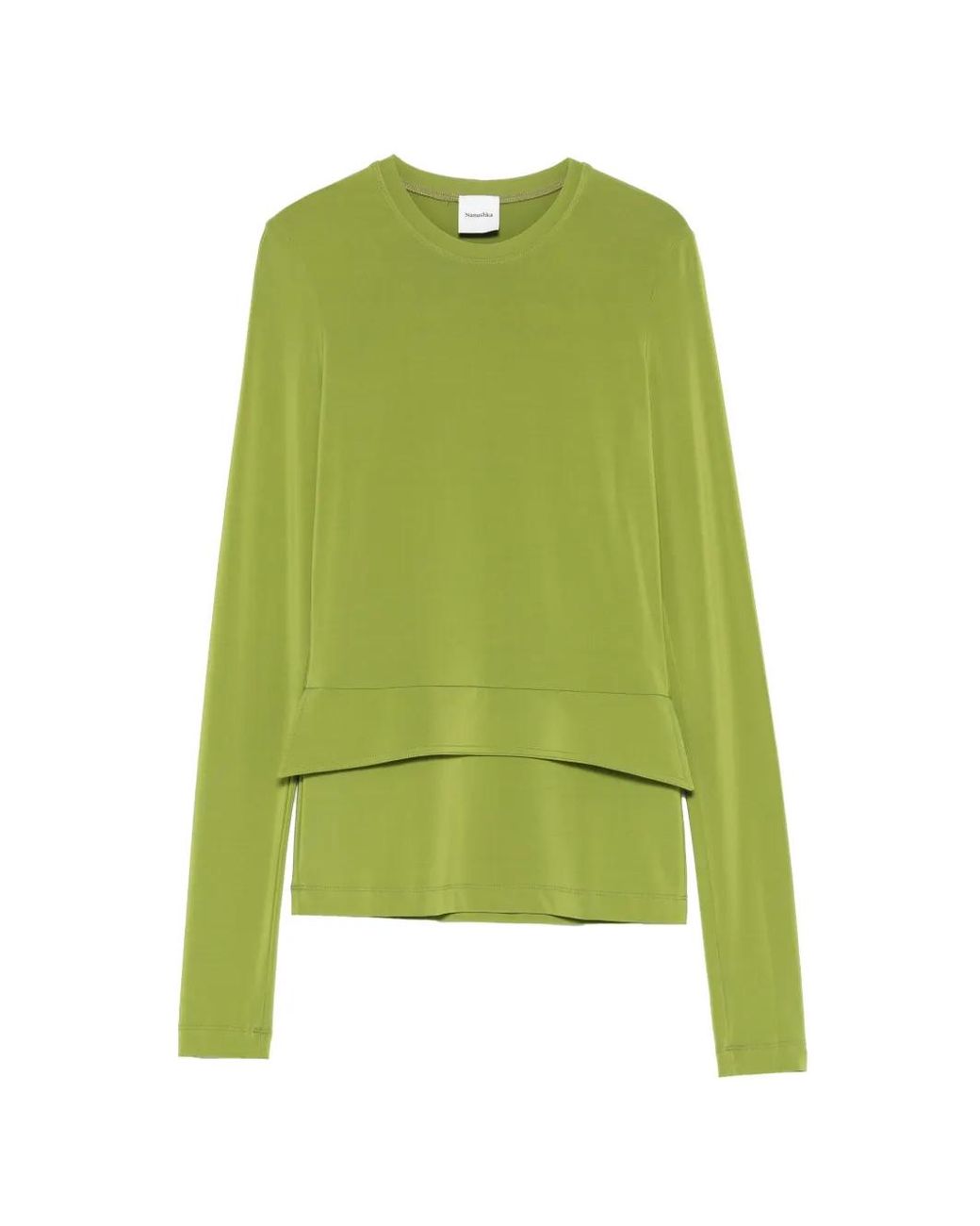 Nanushka Green Round-Neck Long-Sleeve Top