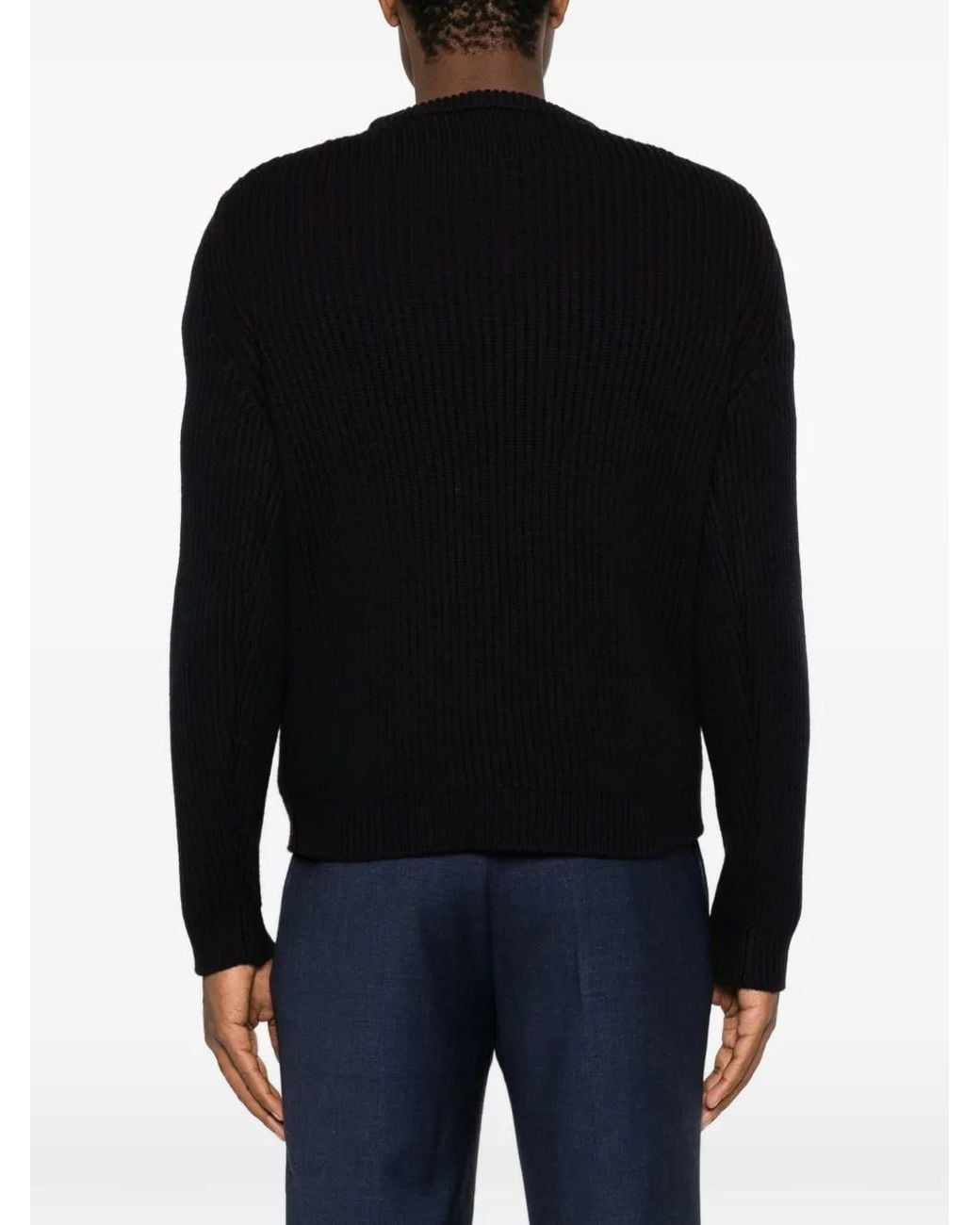 Drumohr Black Pull Côtelé En Laine for men