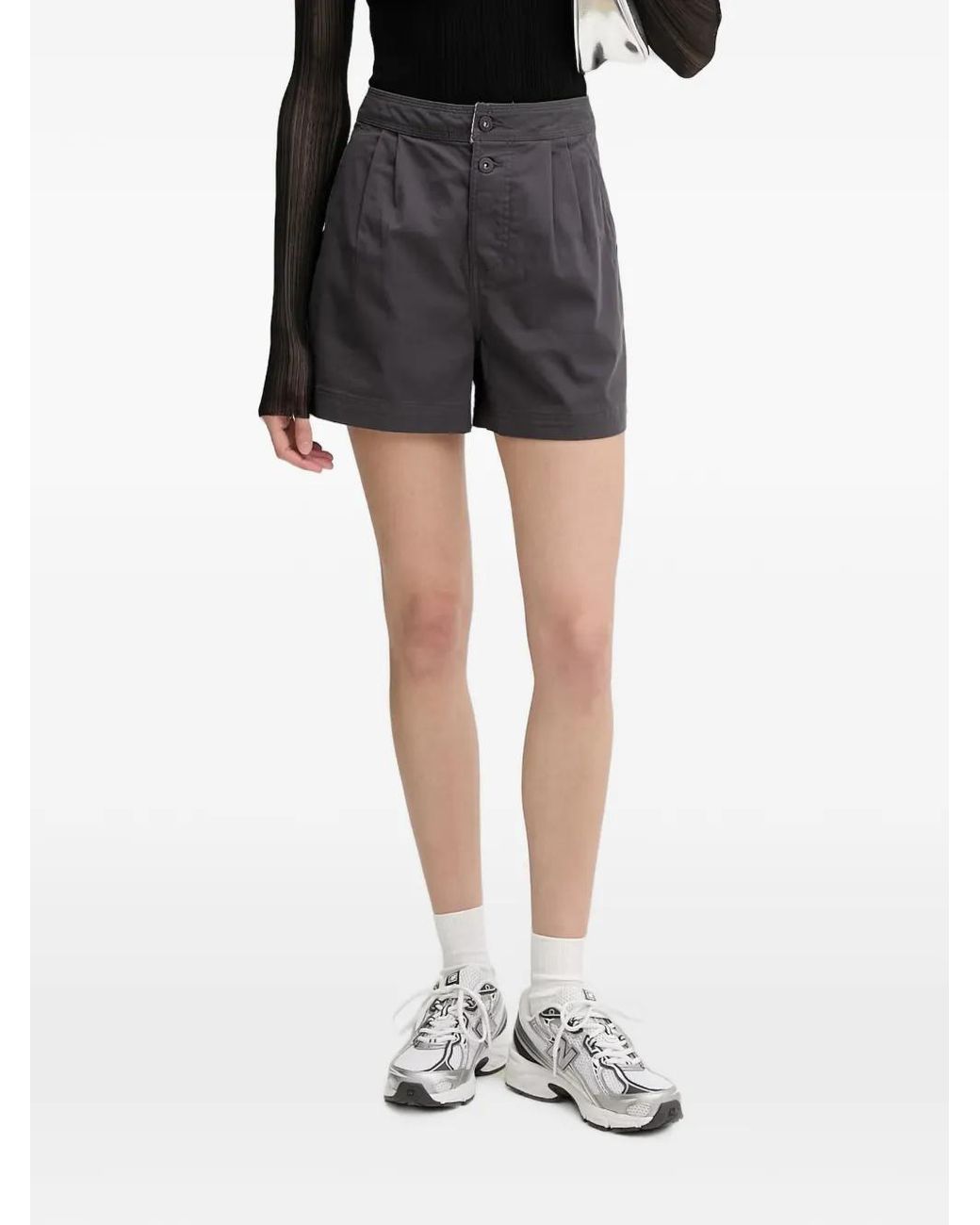 Columbia Black Acker Rock Pleated Logo-Patch Shorts