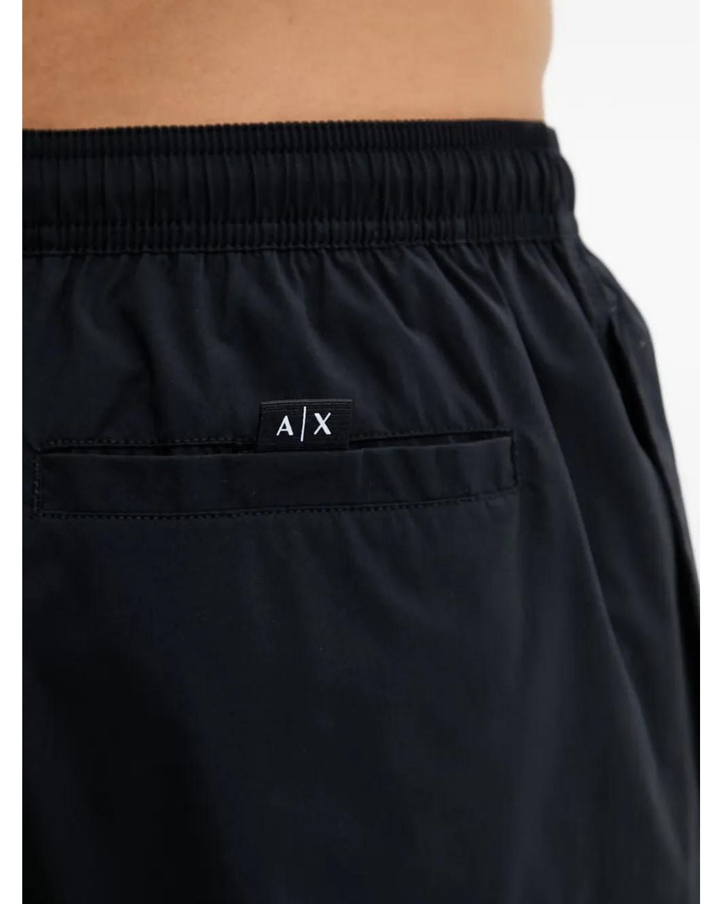ARMANI EXCHANGE Black Logo-Print Drawstring Swim Shorts for men