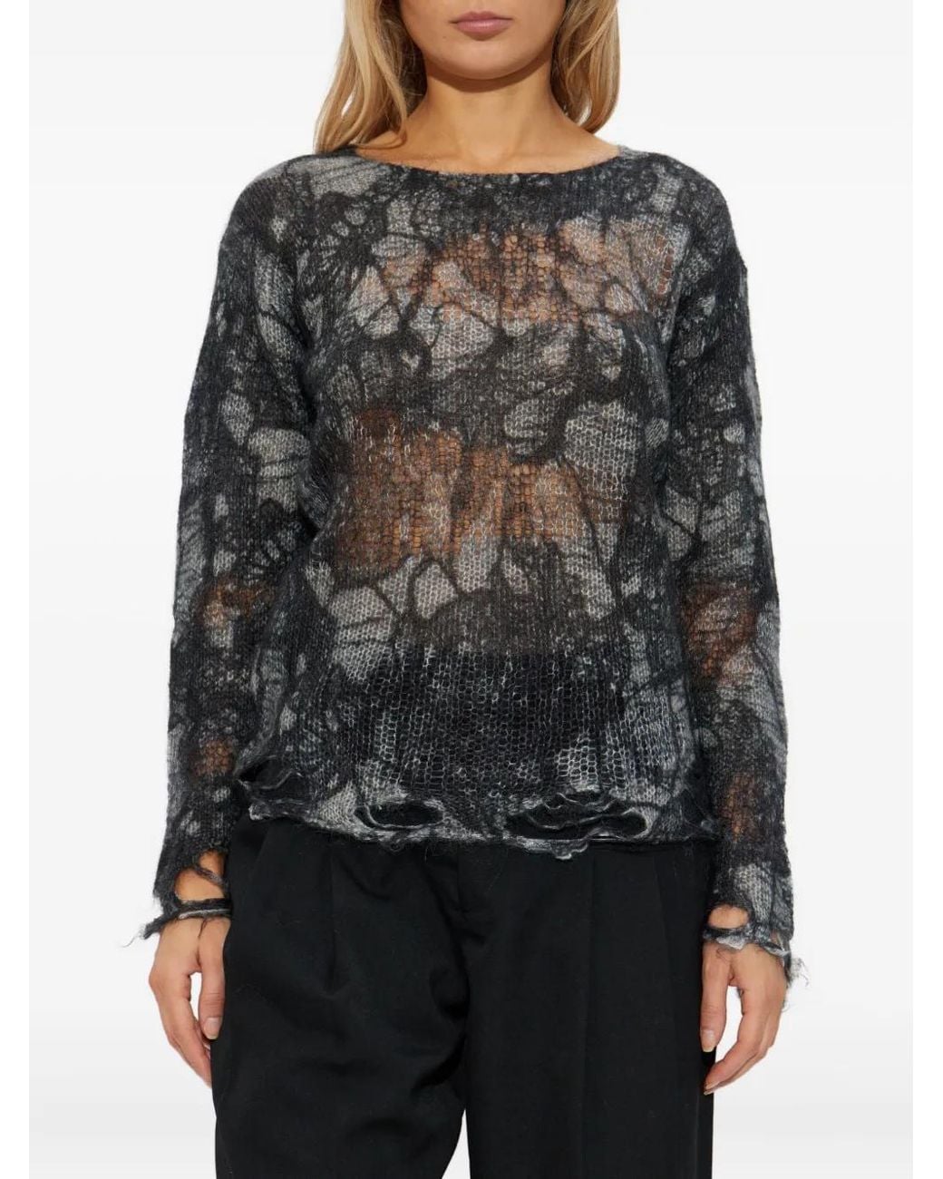 R13 Gray Open-Knit Sweater