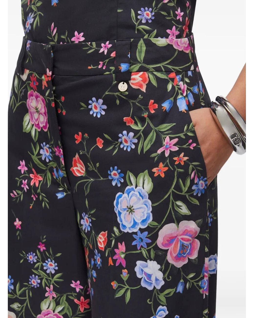 Liu Jo White Pantalon Droit À Fleurs