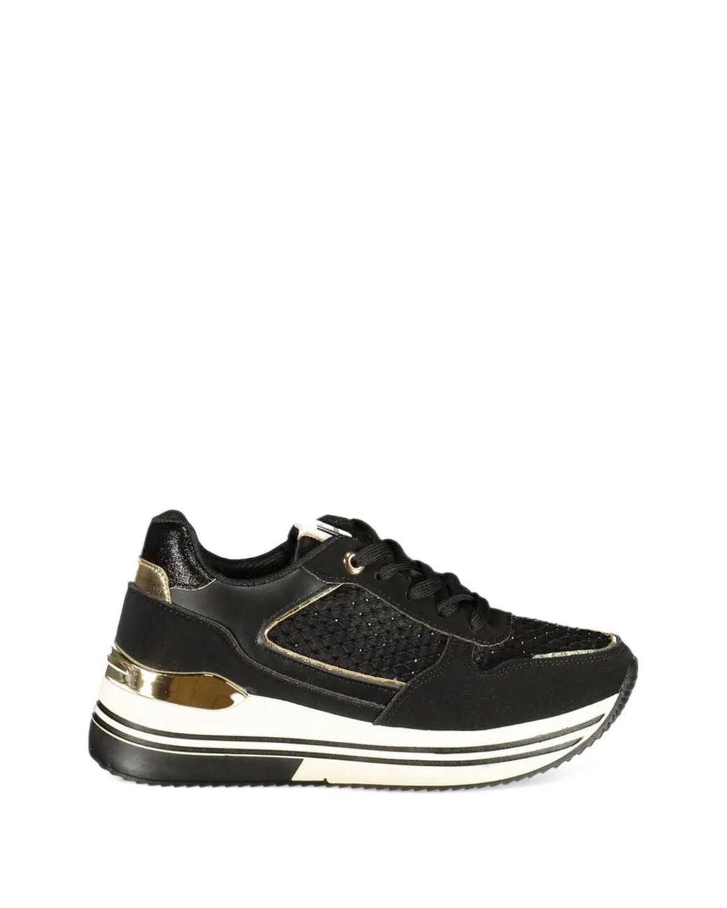 Laura Biagiotti Black Embellished Wedge Sneakers