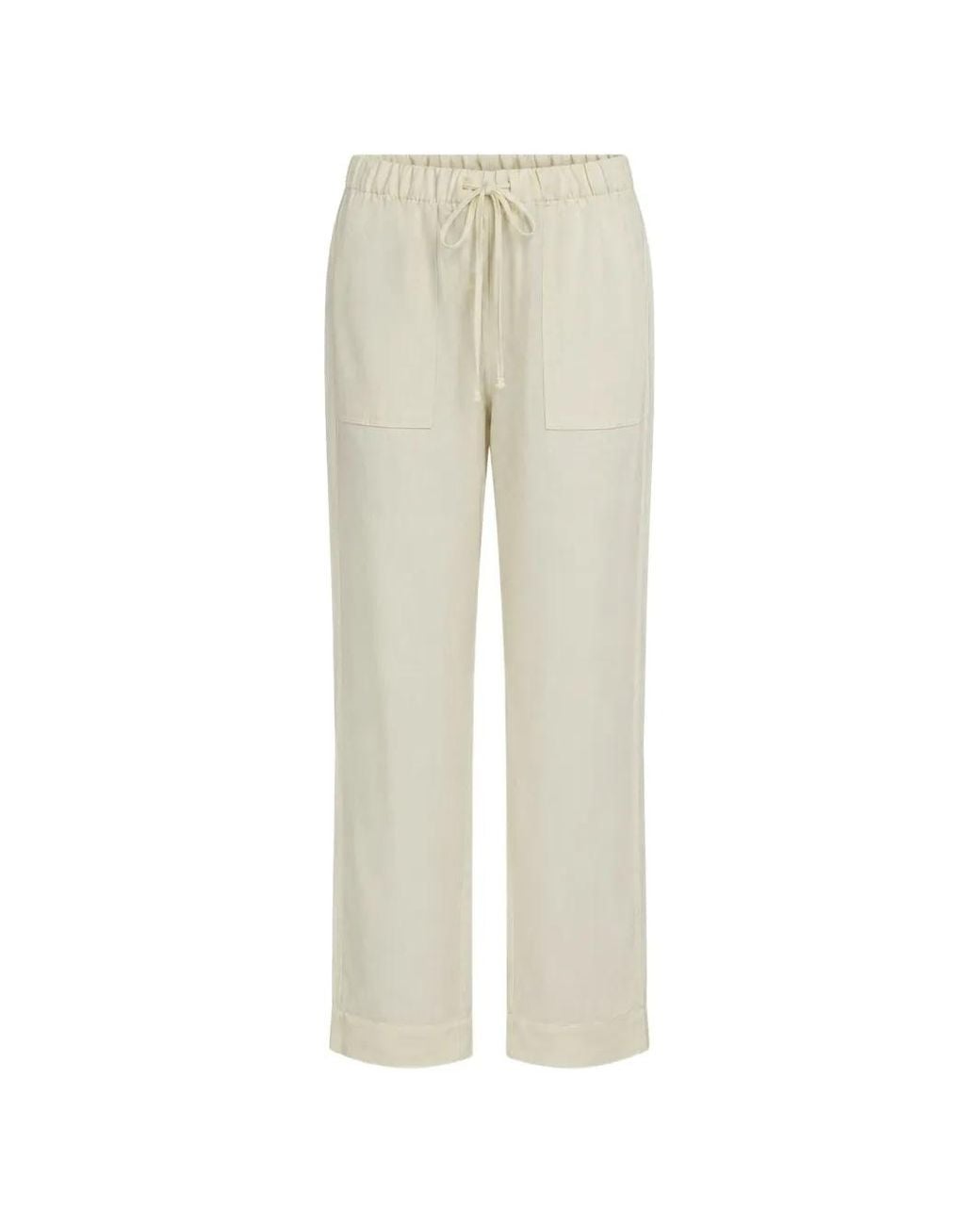 Devotion White Elivette Drawstring-Waist Trousers