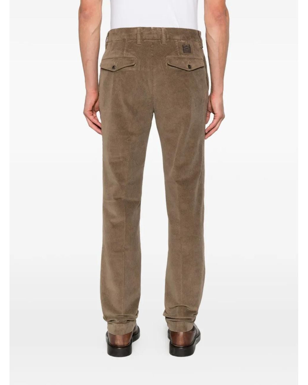Incotex Gray Pleated Corduroy Trousers for men