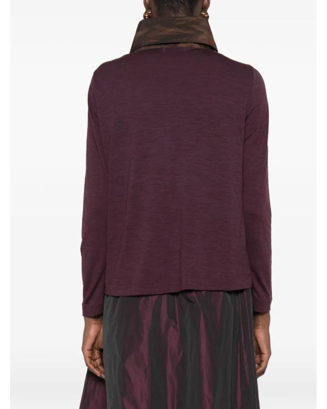 Whyci Brown High-Neck Long-Sleeve T-Shirt