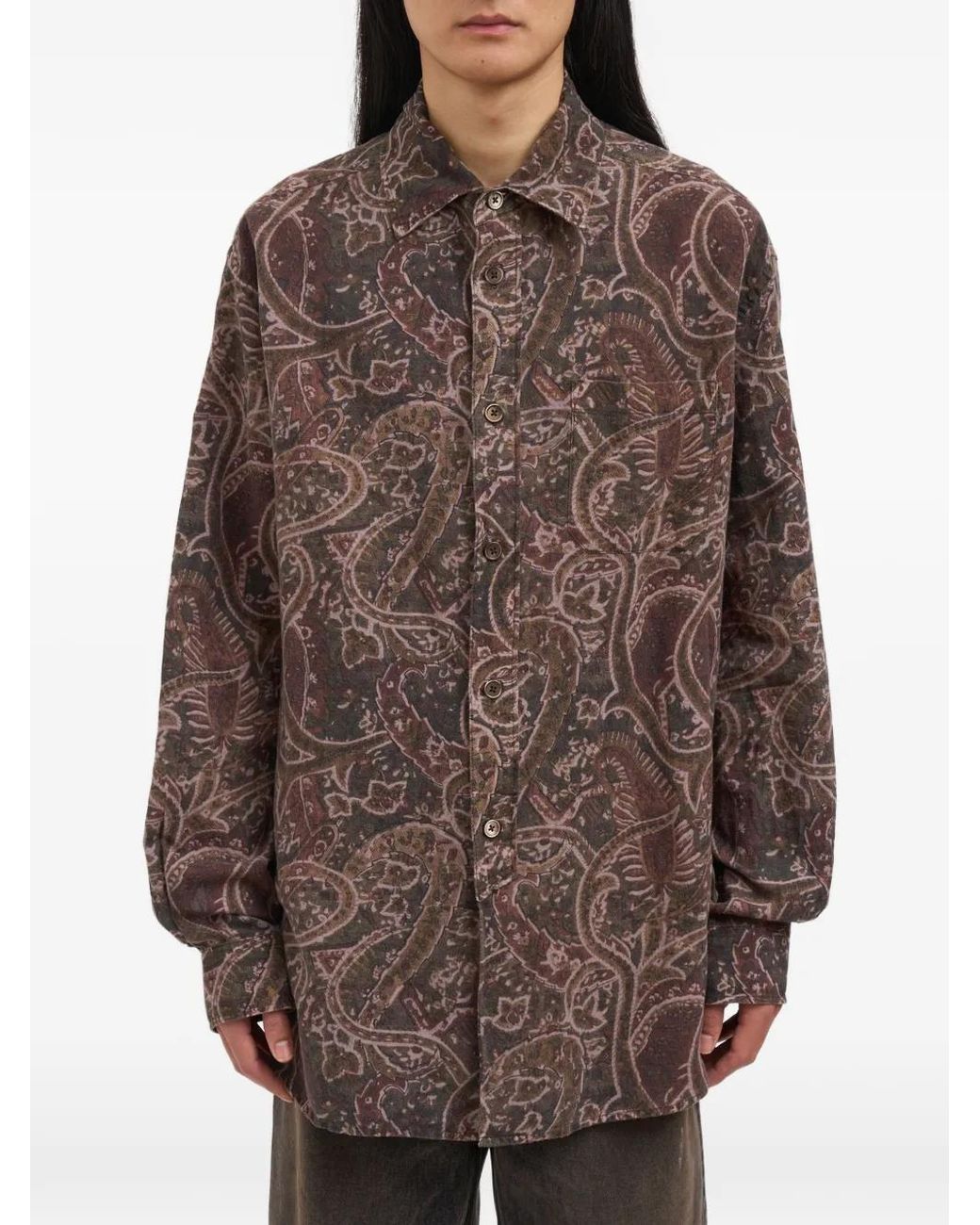 Our Legacy Brown Vast Snake-Print Shirt for men