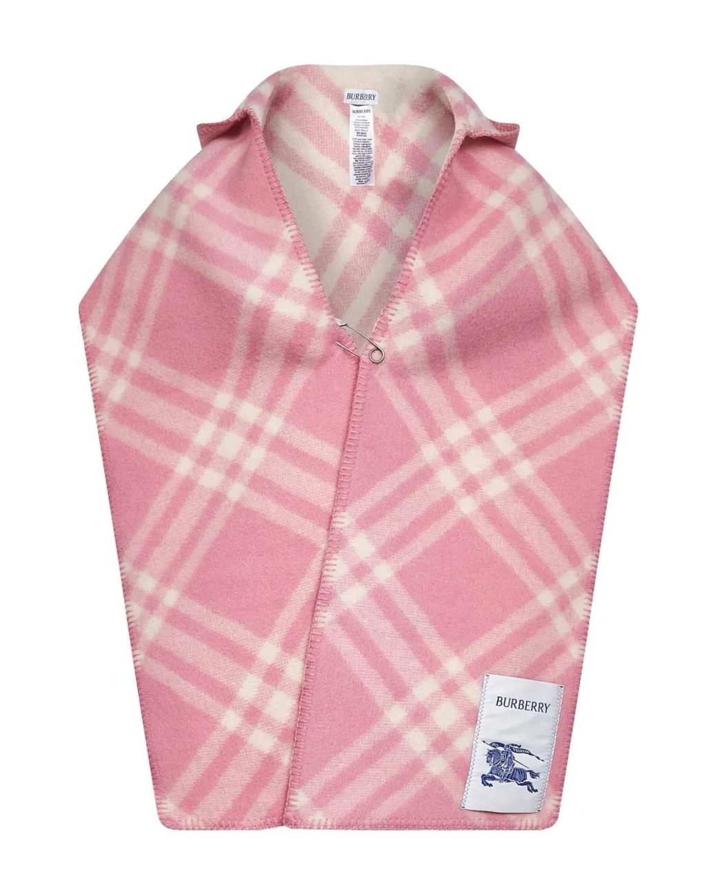 Burberry Pink Check Wool Hooded Scarf