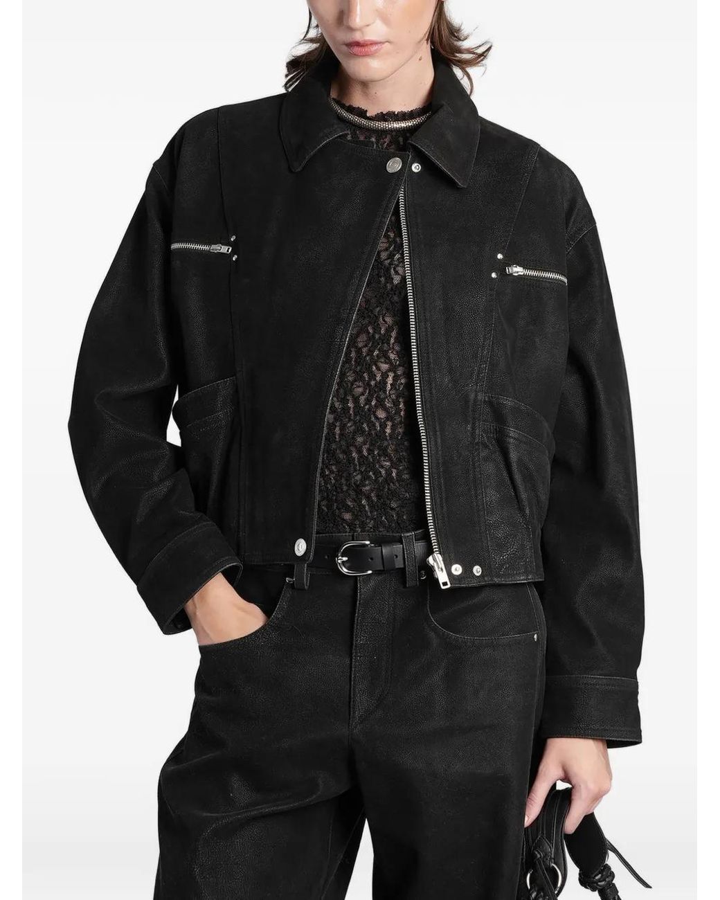 Isabel Marant Black Zip-Up Panelled Jacket