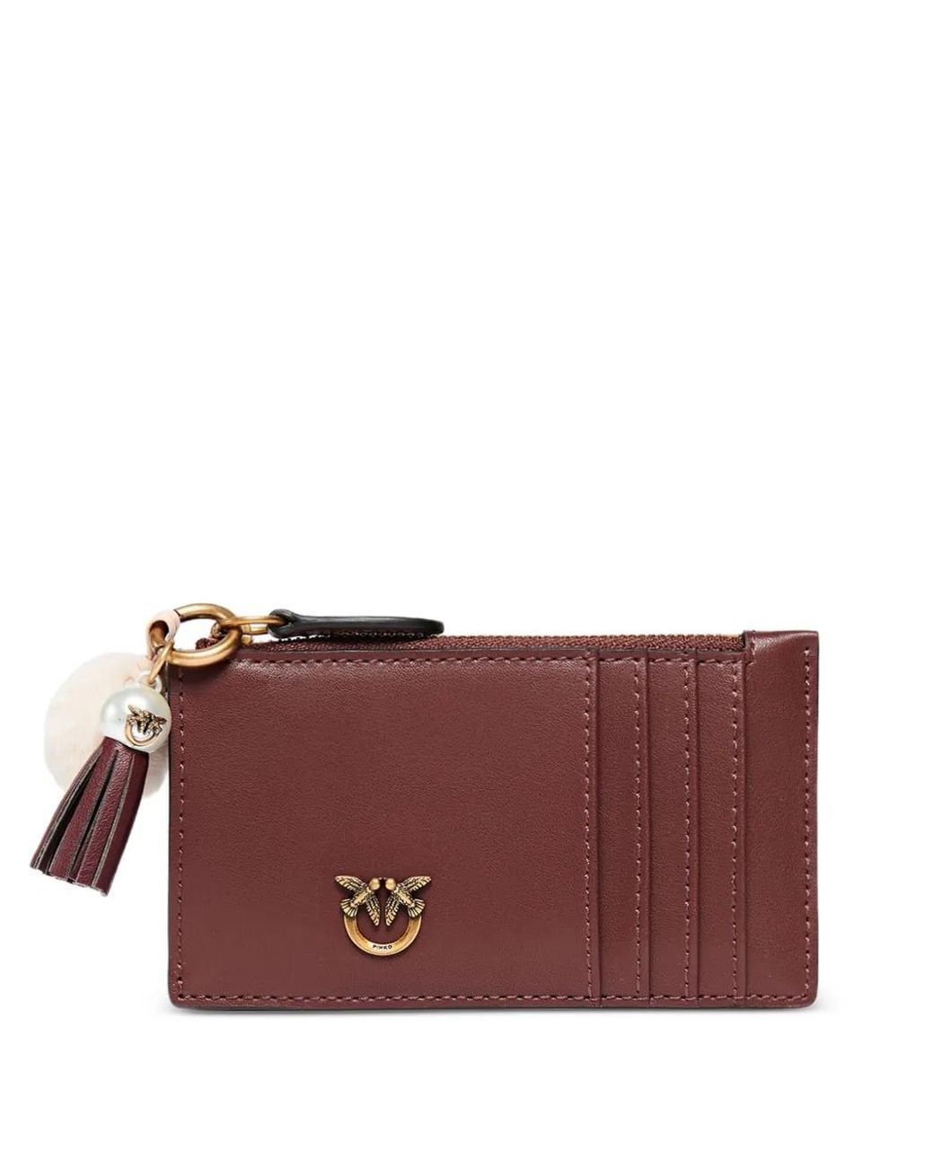 Pinko Purple Porte-Cartes Love En Cuir