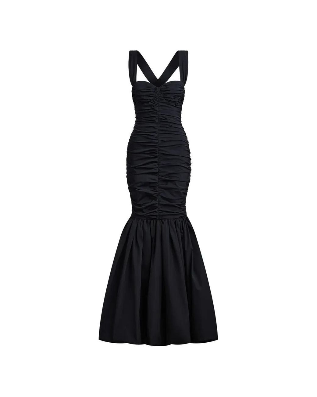 12 STOREEZ Black Pavlova Ruched Taffeta Dress