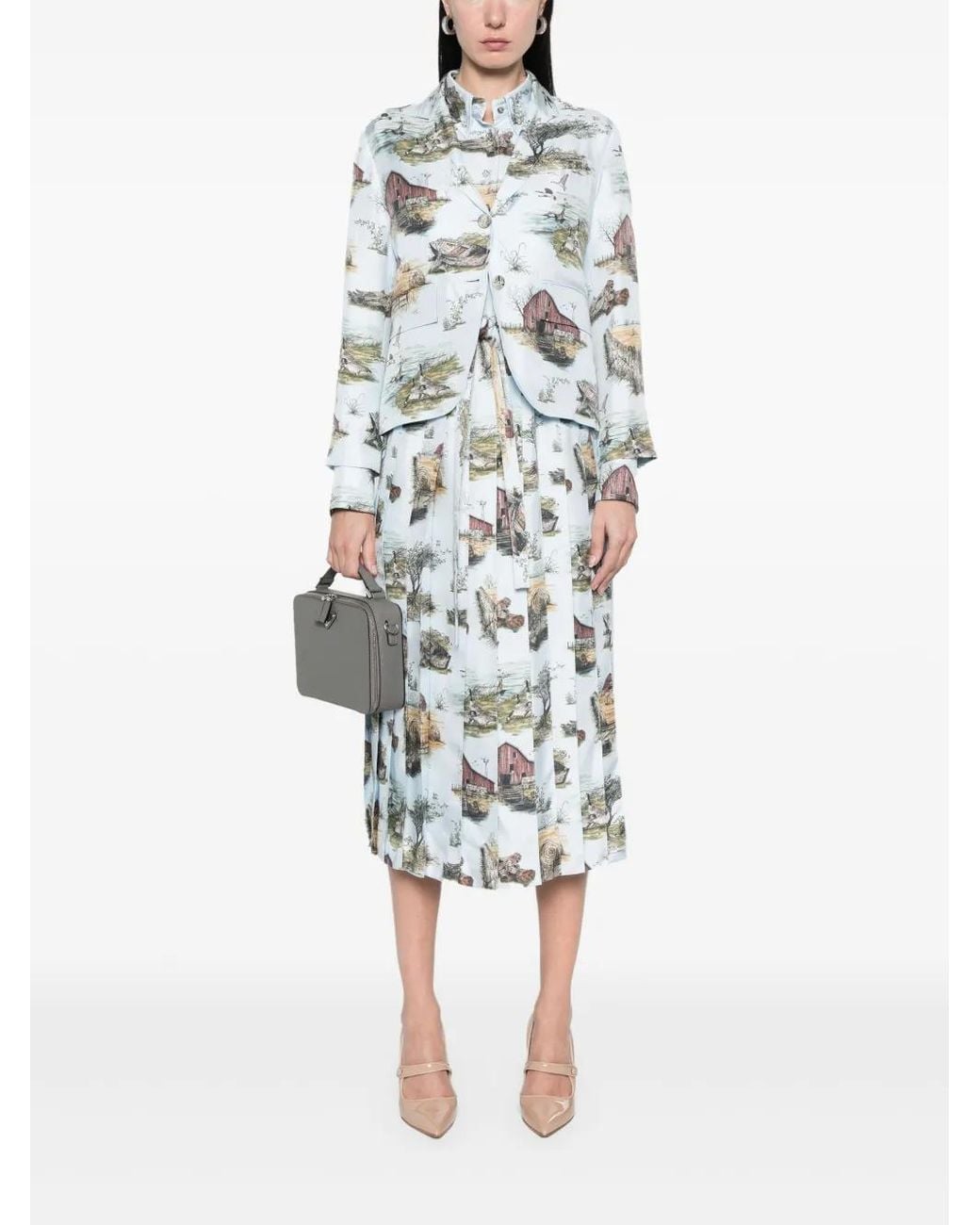 Thom Browne White All-Over Print Blazer