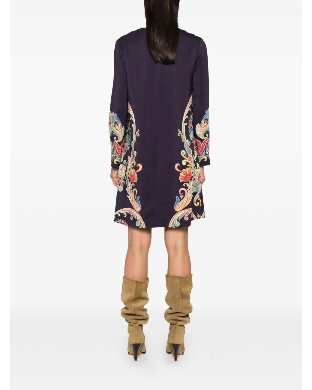 Etro Blue Floral-Print Midi Dress