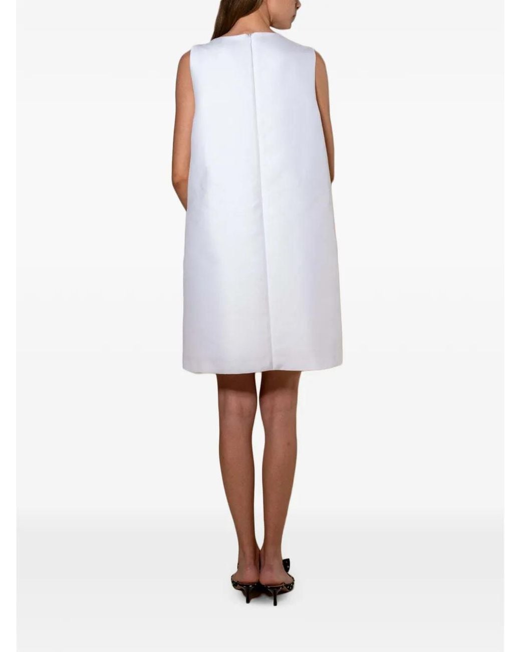 Styland White Bow-Detail Sleeveless Mini Dress