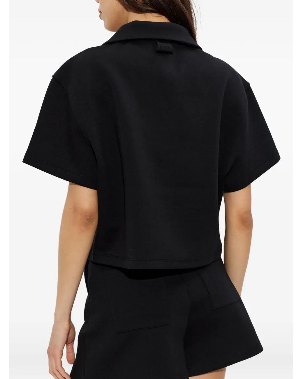 IRO Black Lace-Up Polo Top