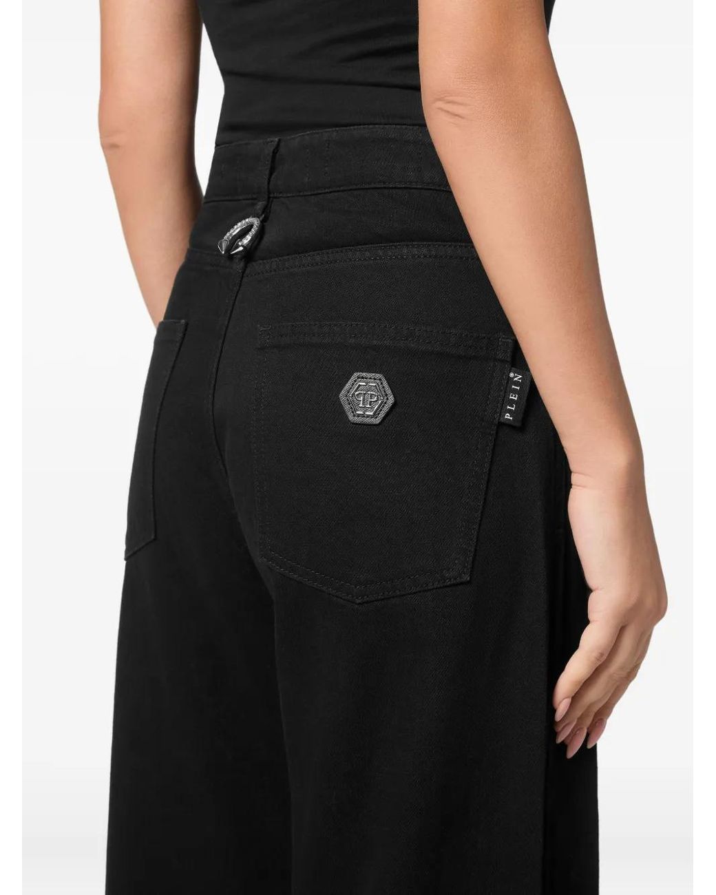 Philipp Plein Black Wide-Leg Jeans