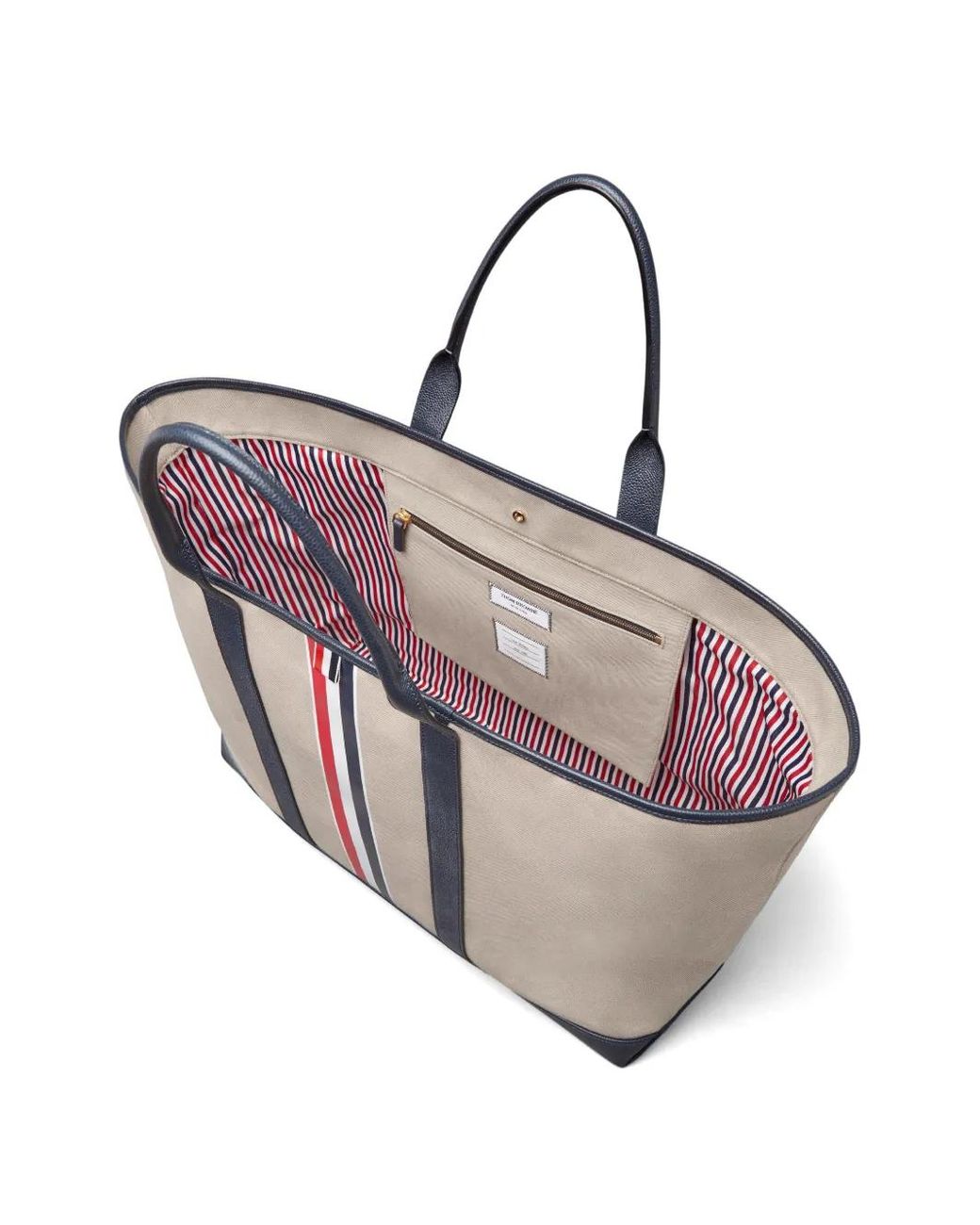 Thom Browne White Rwb Stripe Oversized Tool Tote