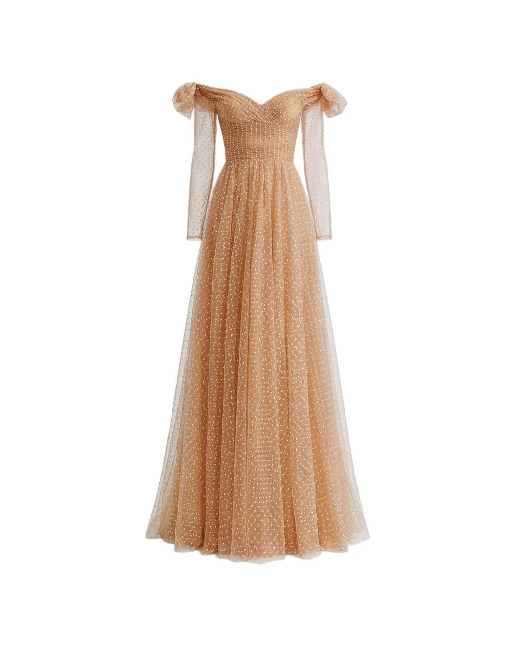 Gemy Maalouf Natural Off-The-Shoulder Gown