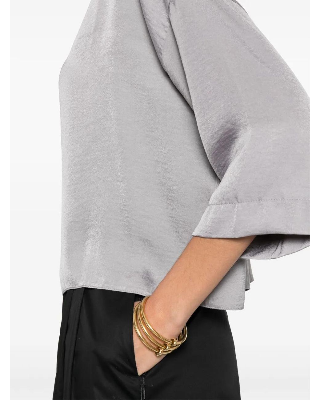 MOUTAKI Gray Satin T-Shirt