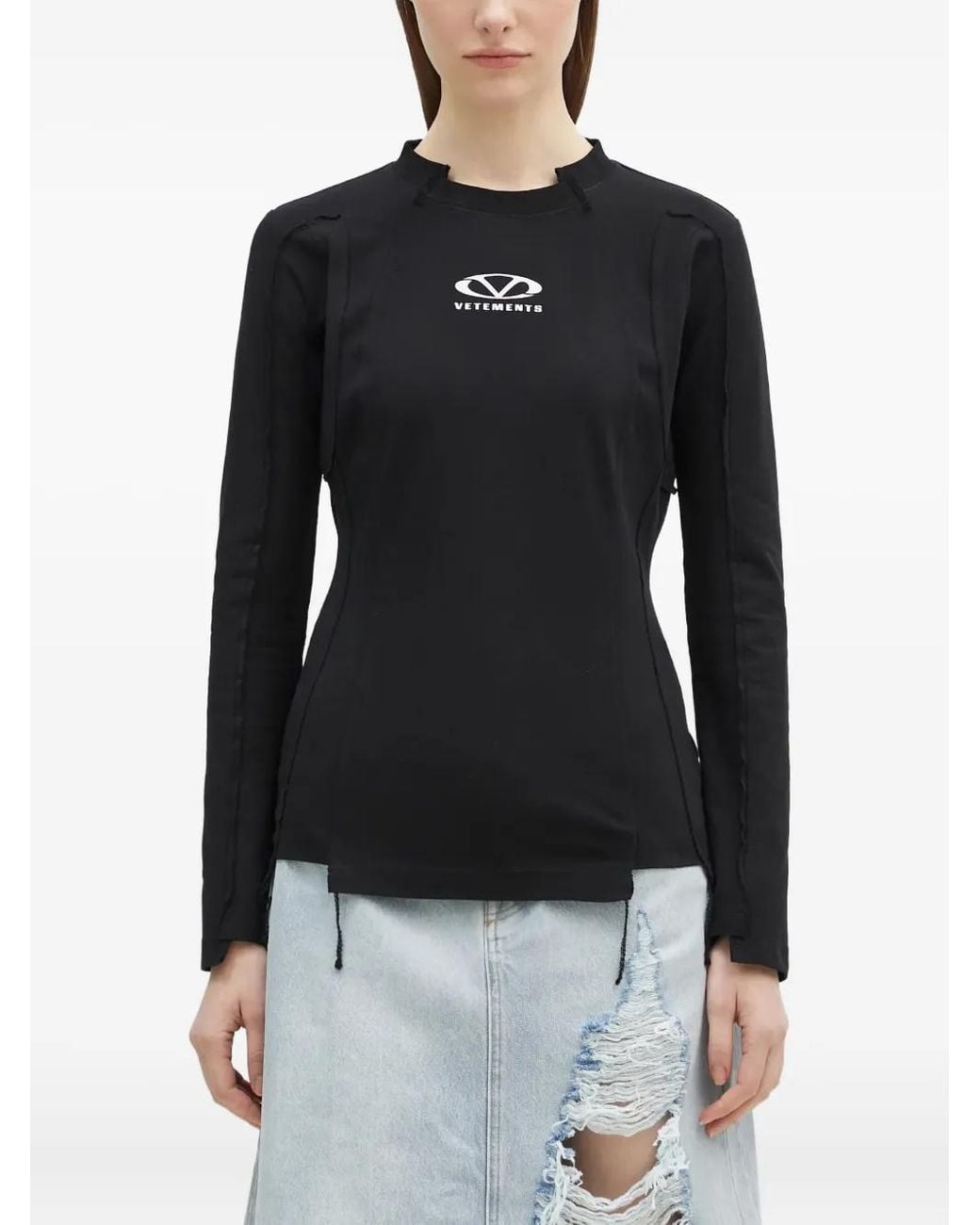 Vetements Black Exposed-Seam T-Shirt