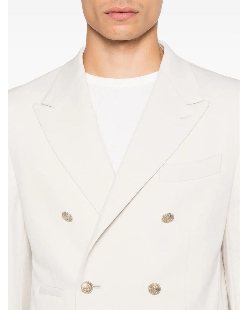 Eleventy White Double-Breasted Blazer for men