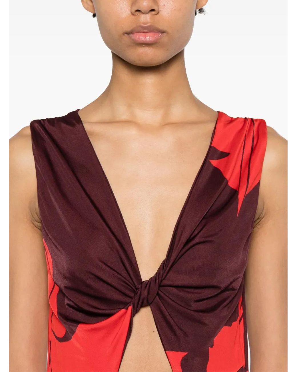 Johanna Ortiz Red Deep Heart Maxi Dress