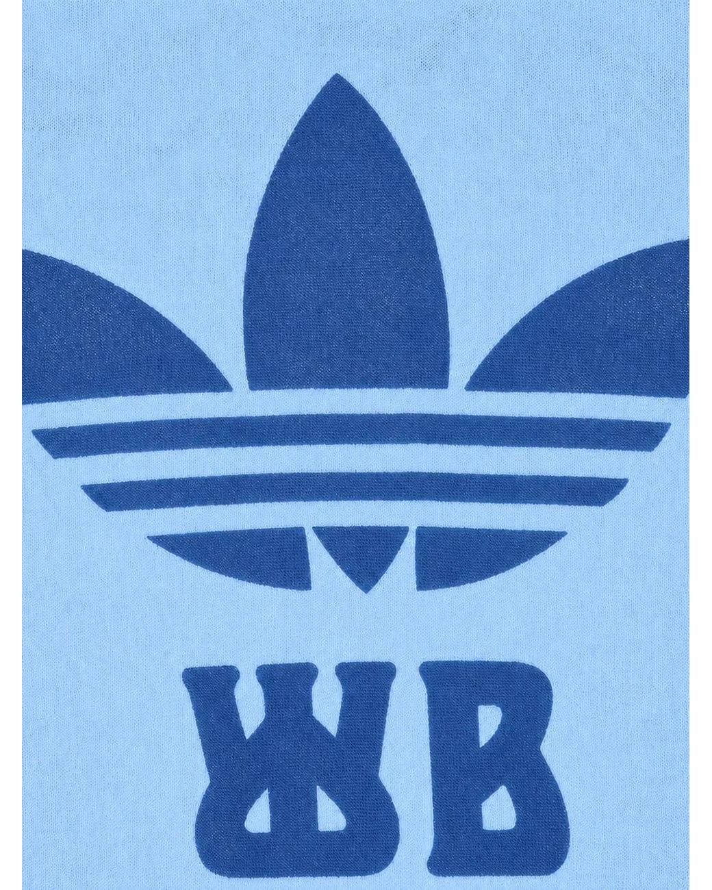 Wales Bonner Blue X Adidas Logo-Print Mesh-Panel T-Shirt for men