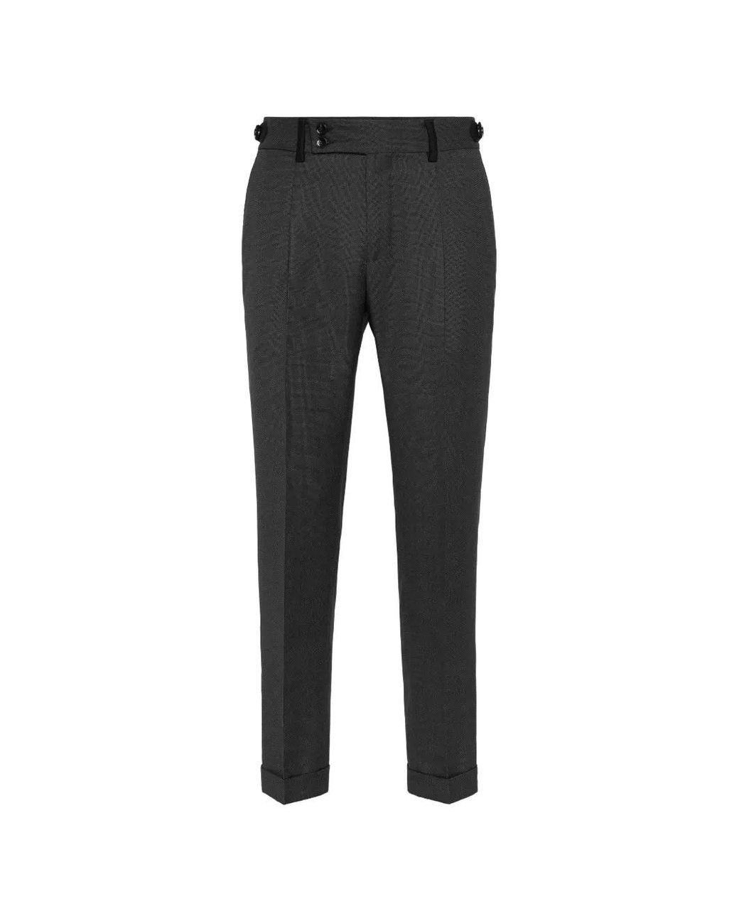 Billionaire Gray Pleated Belt-Insert Trousers for men
