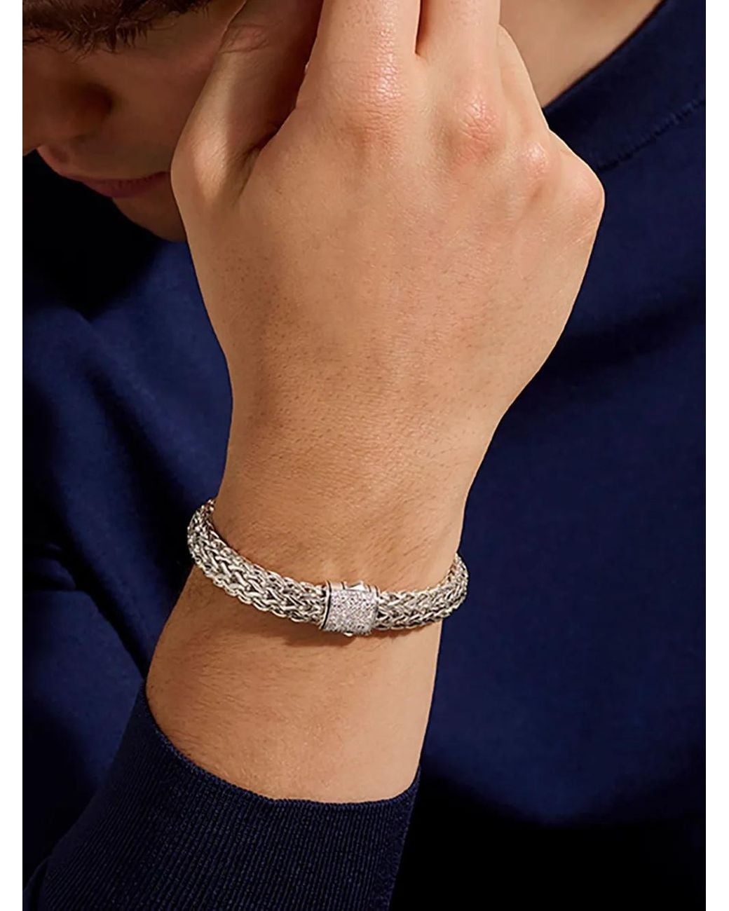 John Hardy White Sterling Icon Diamond Bracelet